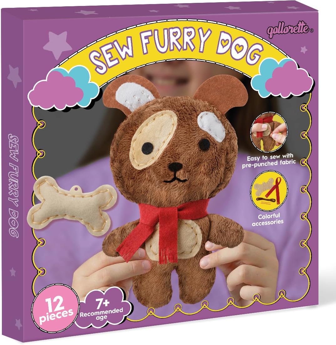 Qollorette felt sewing kit for kids with a handmade kitty stuffed toy and outfits - view 4