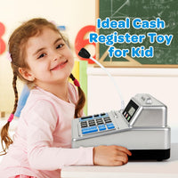 BAODLON silver toy cash register with calculator, microphone and credit card - view 4