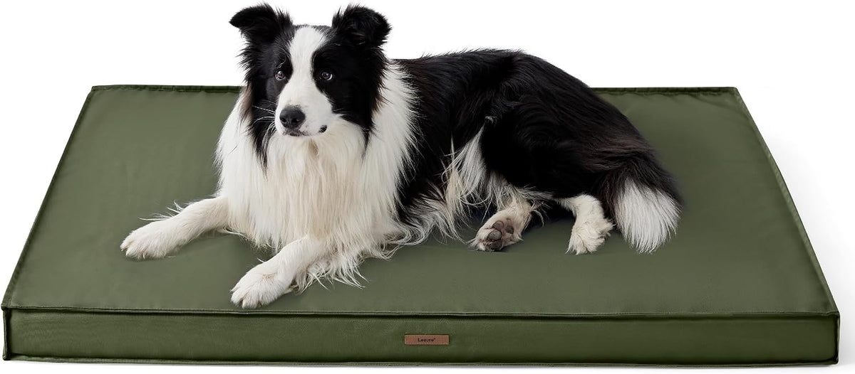 LE SURE Outdoor Waterproof Dog Beds Large Sized - 35"L x 22"W x 3"Th / Olive Green
