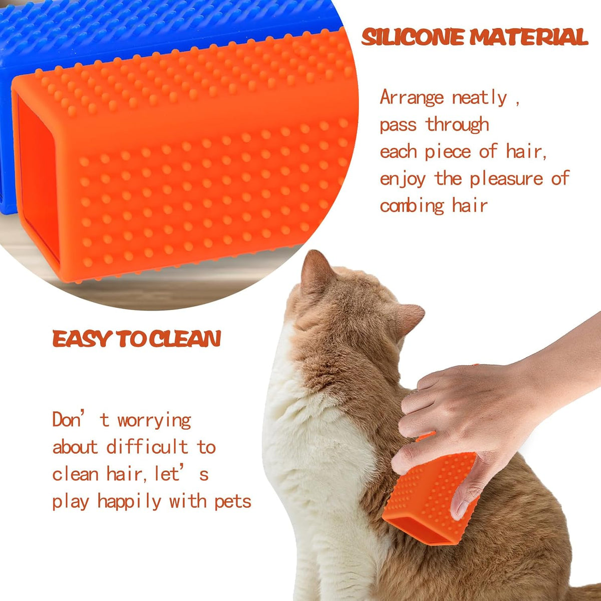 2pcs Pet Dog Cat Hair Remover, Pet Hair Removal Tool - orangeblue - image 4