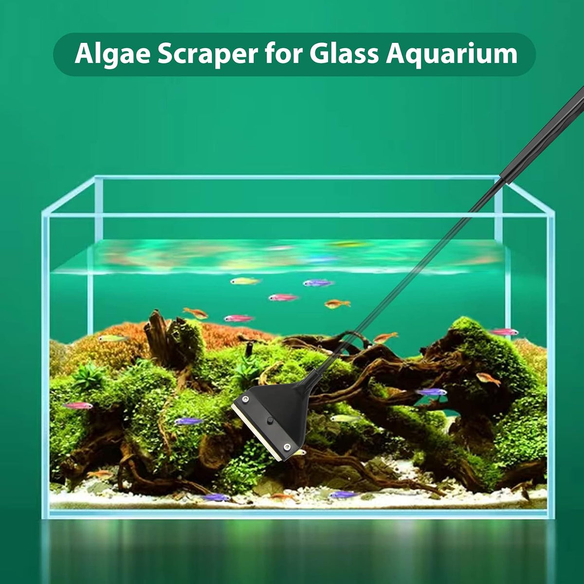 Vimvins aquarium algae scraper with wide handle, hanging hole and 10 replacement razor blades - view 3