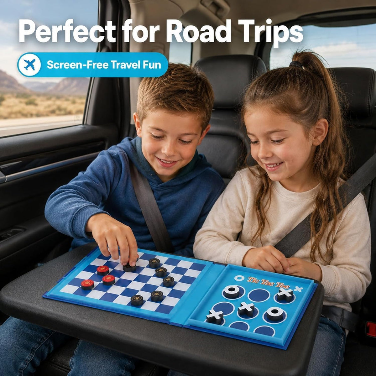 Travofun magnetic fishing game book open with ocean animal pieces and two wooden fishing rods - view 14