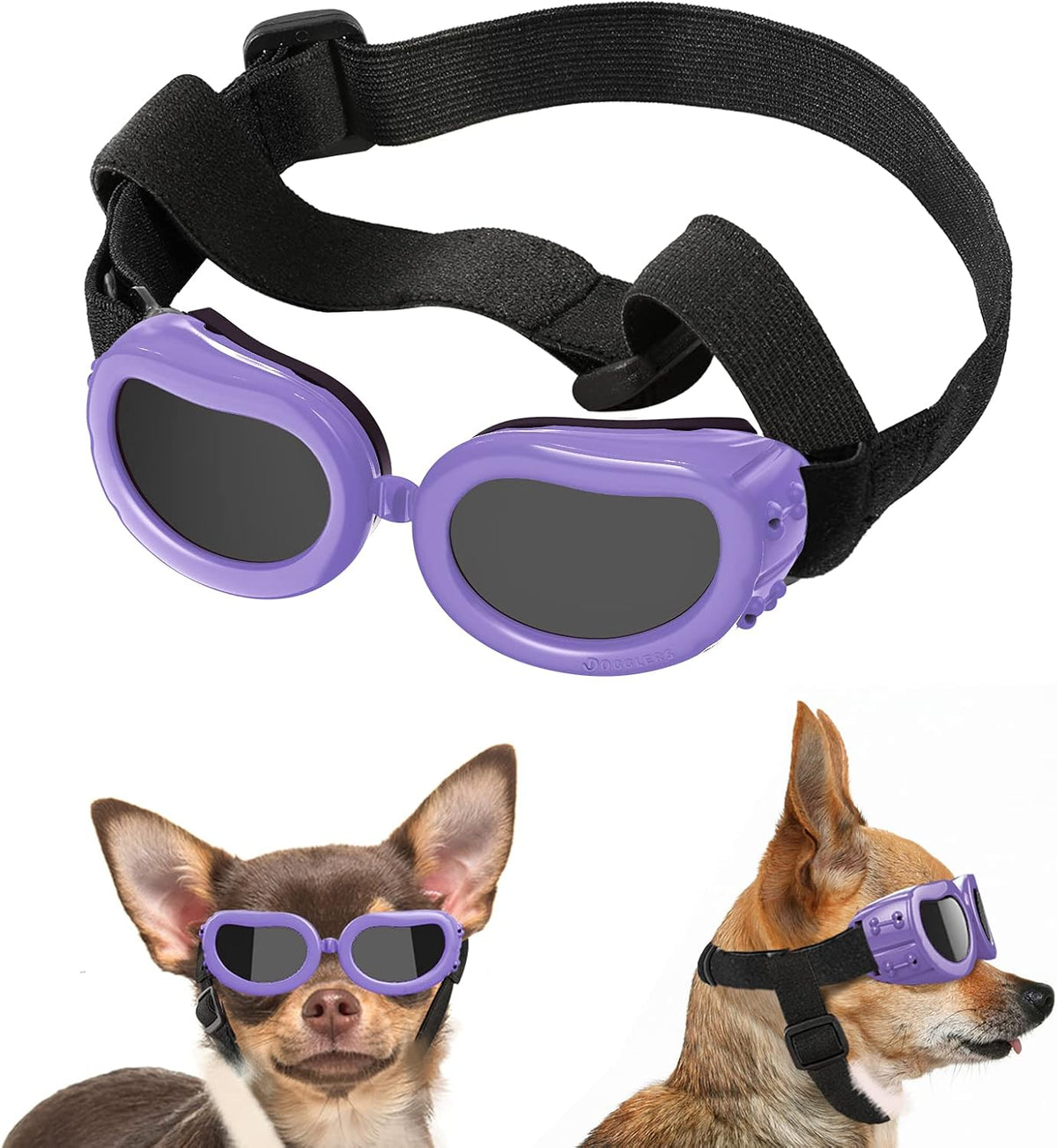 Lewondr Small Dog Sunglasses UV Protection Heart Shape Dogs Goggles - Macaron Purple / Solid