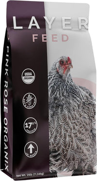 Layer Crumb Feed, 25lbs - Non-GMO, High-Protein Poultry Feed for Healthy Hens & Nutritious Eggs, 17.5% Protein - USDA Certified Organic Blend, Soy & Corn-Free