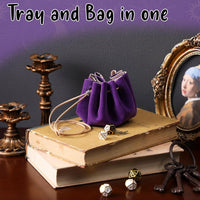 CiyvoLyeen Dice Bag and Tray for Rolling and Storage Black Felt Velvet – Fun for Kids & Family - Purple - image 4