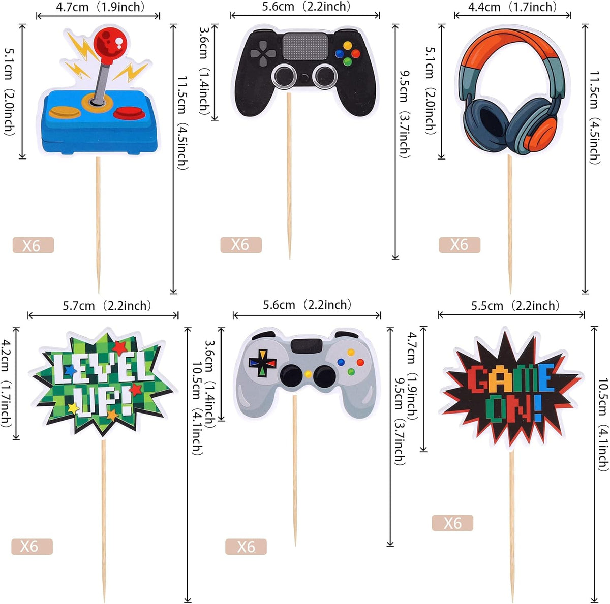 ZHUOWEISM 36 video game cupcake toppers with game controller designs - view 18