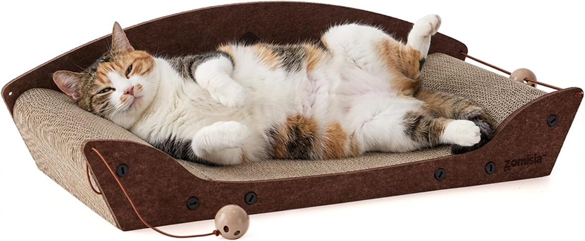 26'' Cardboard Cat Scratcher Bed for Indoor Cats, 1PC, Brown – Essentials for Cats - 1PC-Brown