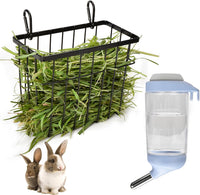 SANGLE SOPFFY Rabbit hay Feeder Small Animal Feeding Set with 350ml - black-4