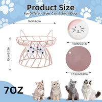 Set of 4 Elevated Ceramic Cat Bowls, Assorted Colors – Essentials for Cats - Pink - image 2