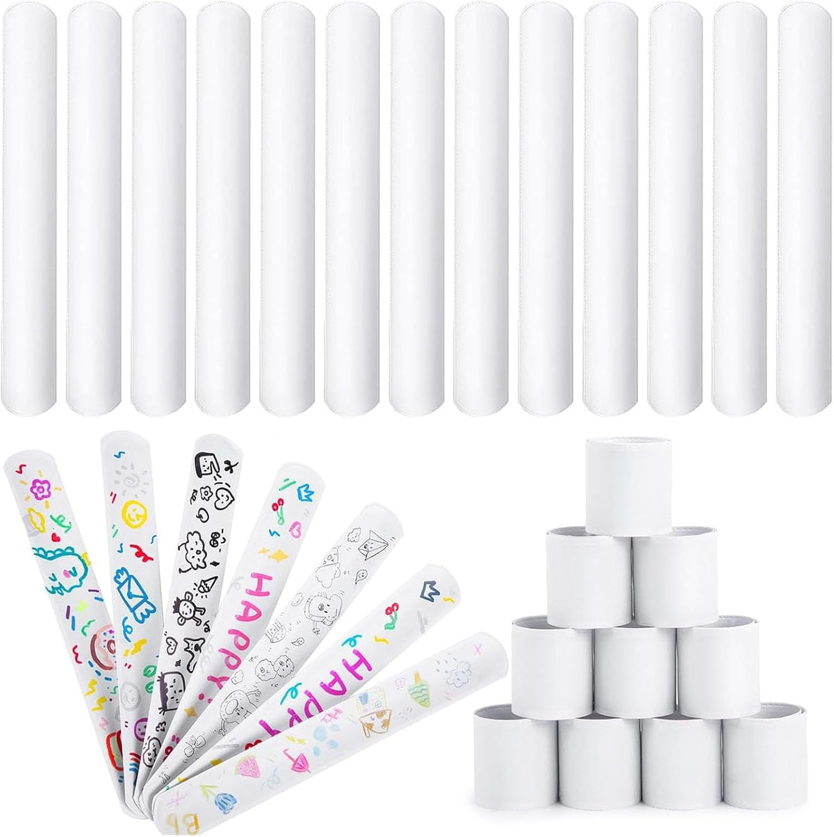 LovesTown Slap Bracelets for Kids - White