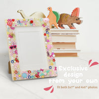 LEJITEKK mosaic picture frame craft kit with pink glass stones and wooden frame - view 3
