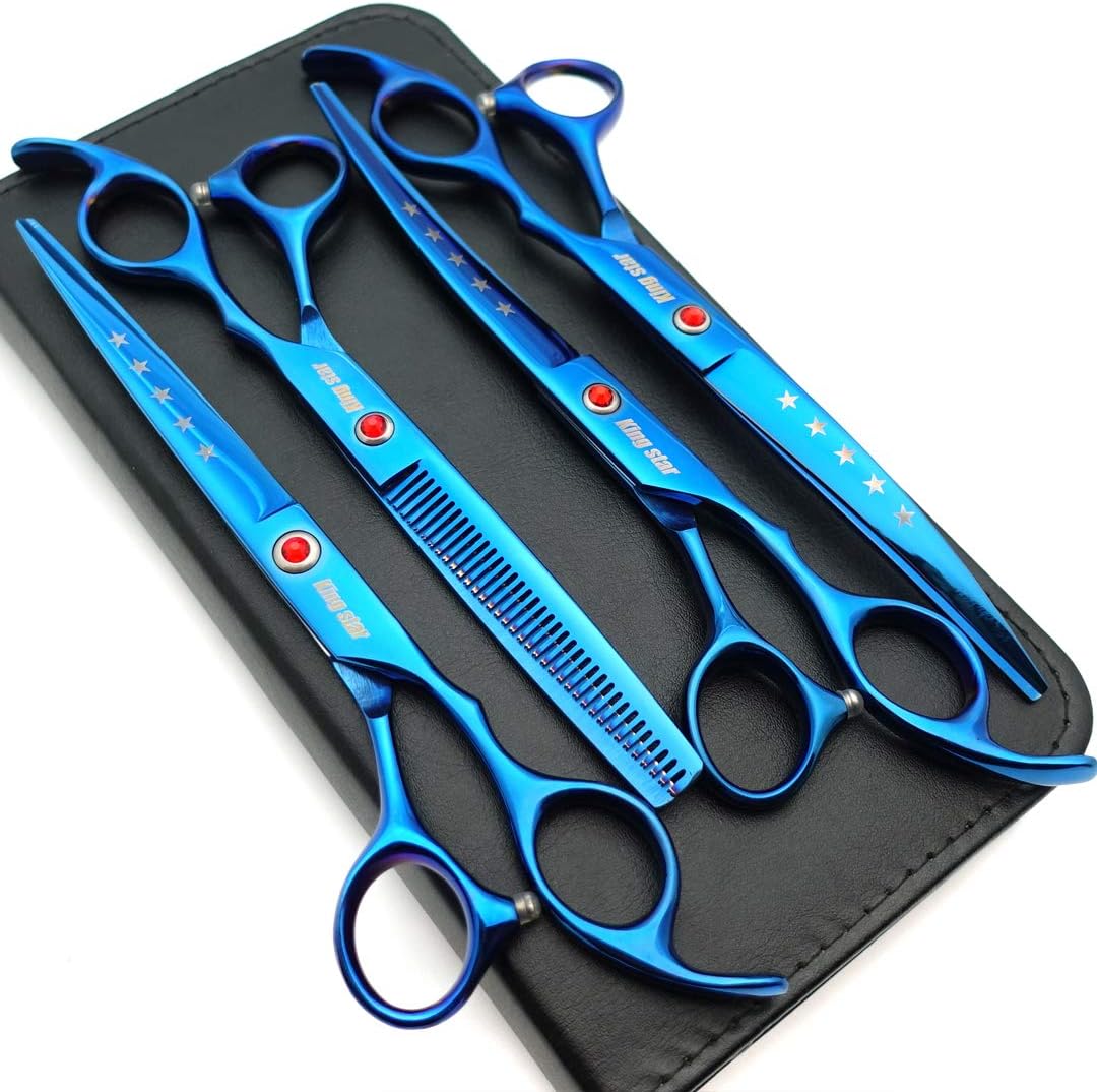 7.0in Titanium Professional dog Grooming Scissors set - Blue