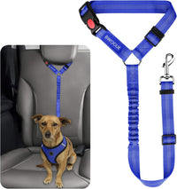 Dog Seat Belt for Car, Headrest Restraint Safety Lead, Dogs Cats – Essentials for Dogs - Dark Blue / Elastic