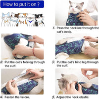 Cat Surgery Recovery Suit Onesie for Cats After Surgery for Surgical Abdominal Wound Or Skin Diseases E-Collar Alternative Wear Neutering Bodysuit Wear (Dark-Blue-M)