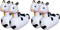 Hearthsong Hop N Go Inflatable Unicorn Riding Bouncy Hopping Toys - Cow / 4 Pack