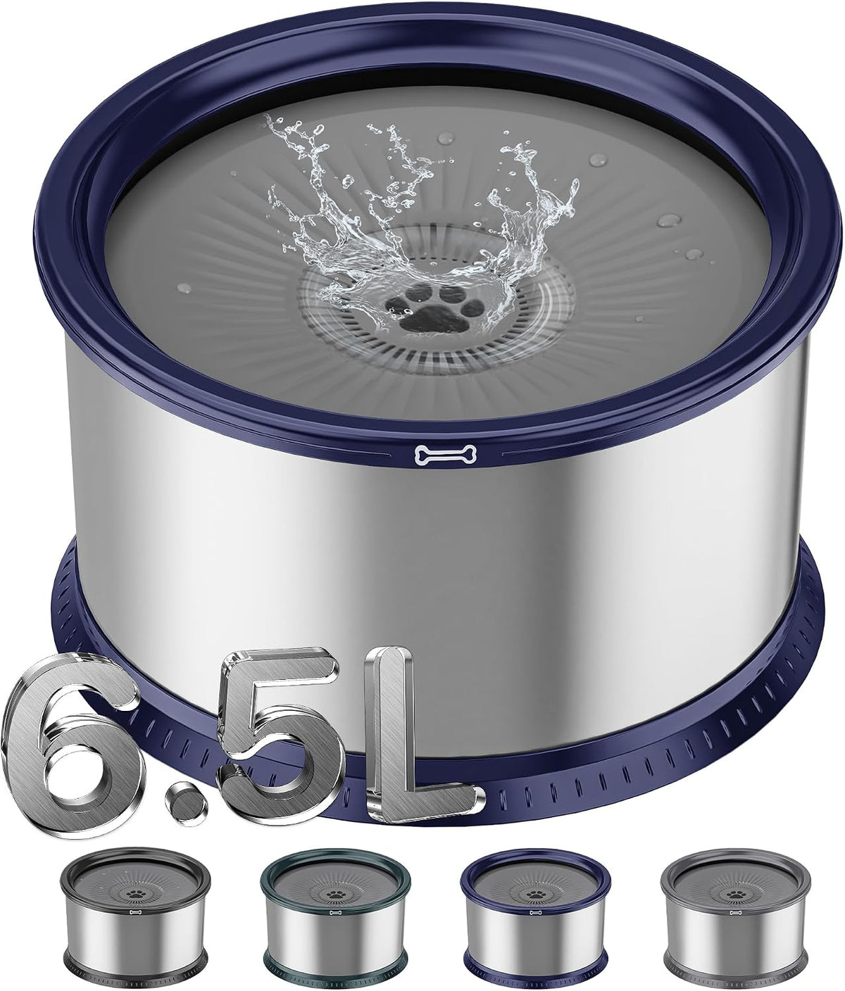 6.5L Stainless Steel Dog Water Bowl - Blue / 6.5L