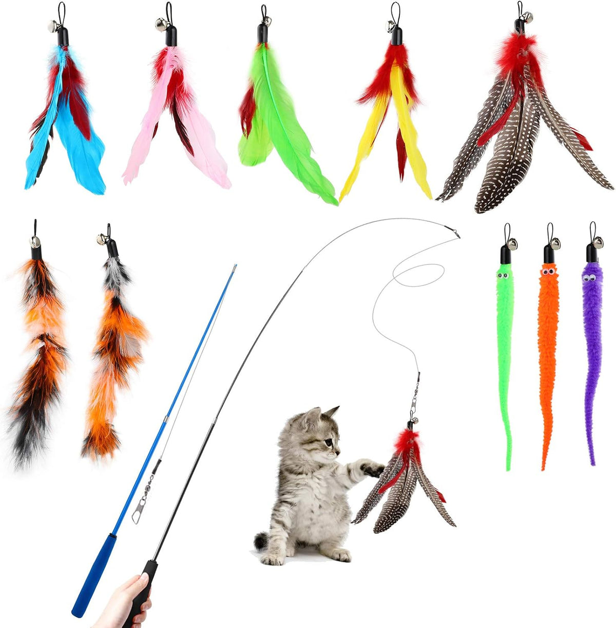 Hianjoo 10PCS Teaser Cat Toys - Complete Set