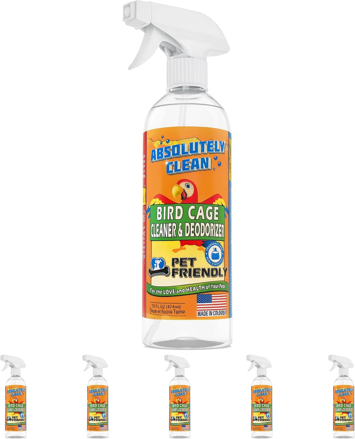 Absolutely Clean Amazing Bird Cage Cleaner and Deodorizer - 16 Fl Oz (Pack of 6)
