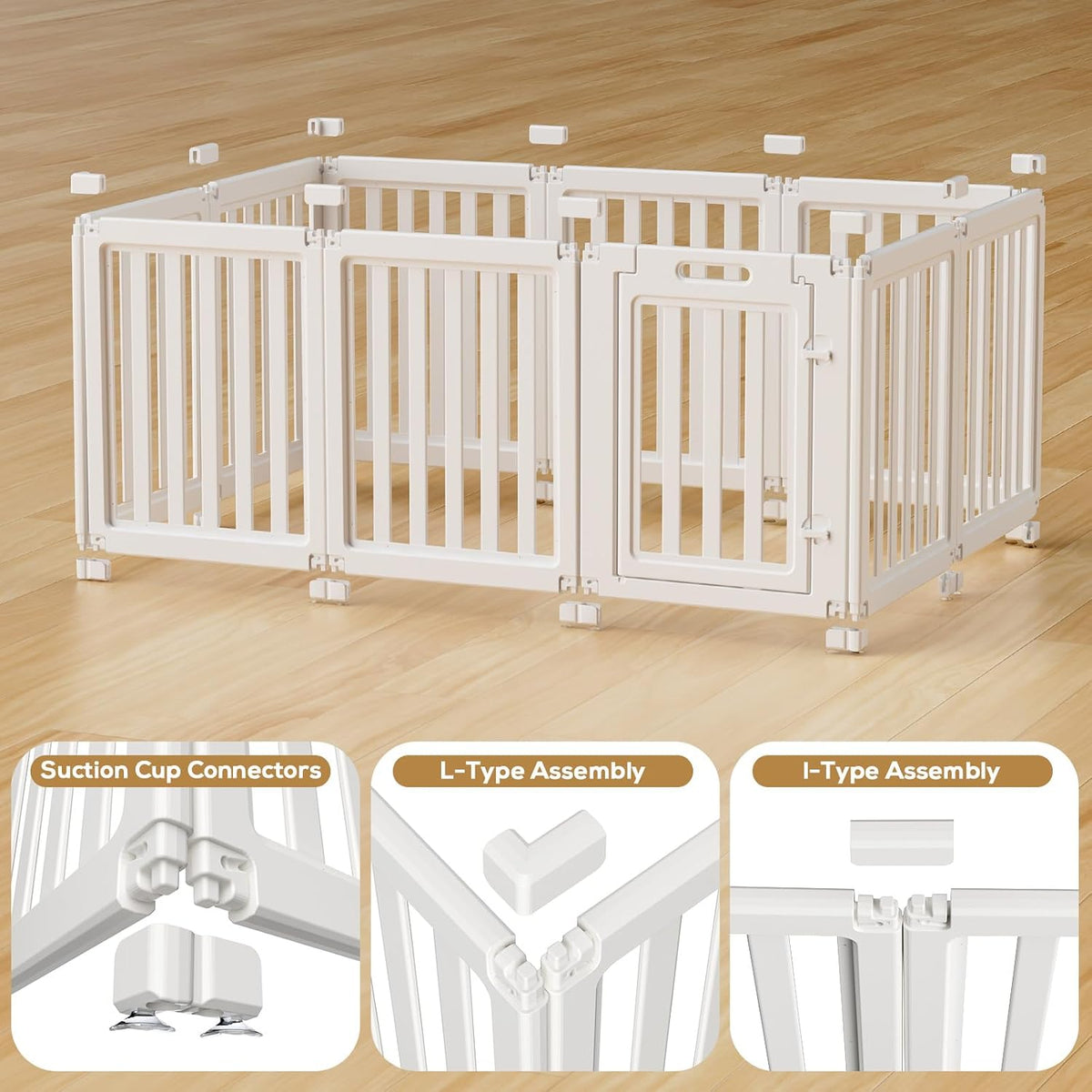 Dog Playpen Indoor, Puppy Playpen, White 23.6" H, 10 Panels - white / 10 / 30.3 inch Height - image 4