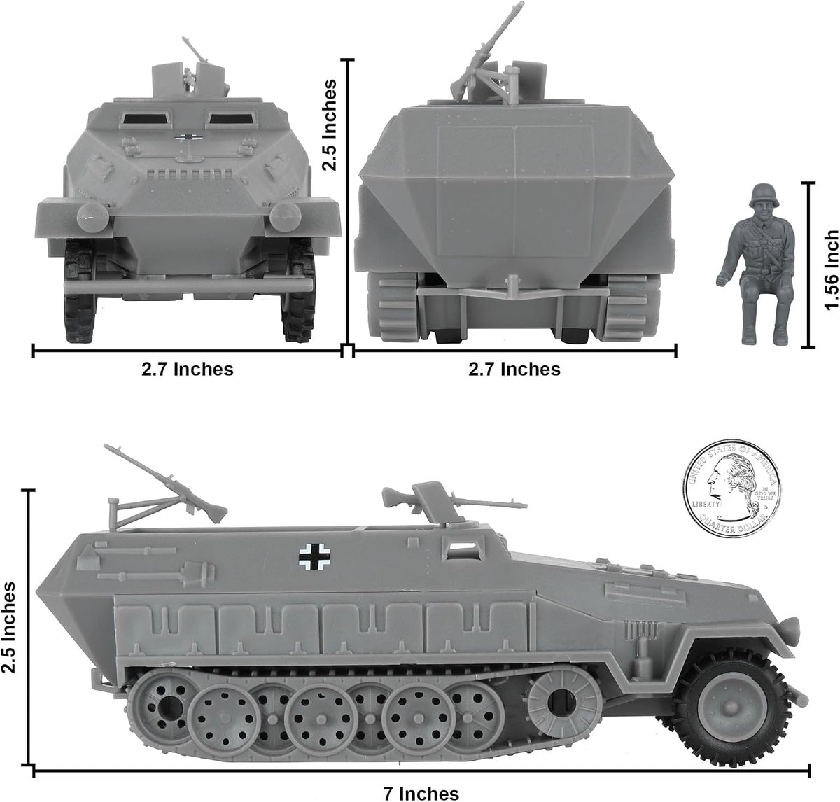 BMC Classic Toy Soldiers WW2 German Hanomag halftrack in gray plastic, 1:32 scale - view 4