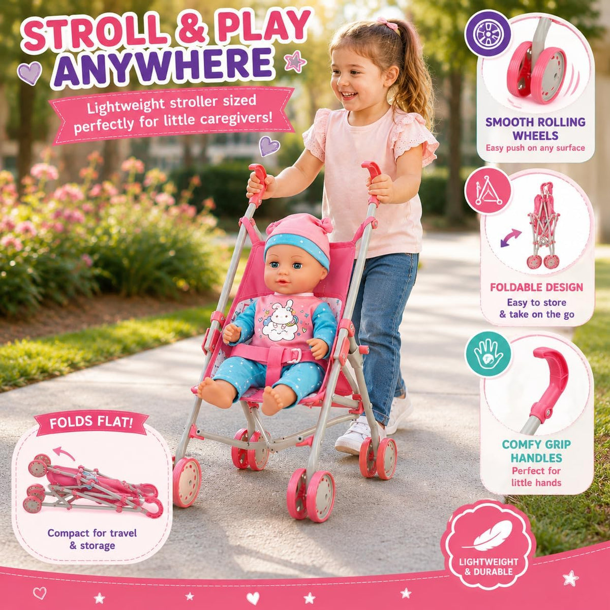 Liberty Imports baby doll stroller set with 14 inch talking doll, playpen, play mat and accessories - view 2