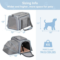 Petsfit Medium Expandable Cat Carrier for Air Travel - 19.0"L x 12.0"W x 12.0"H / Light Gray - image 2