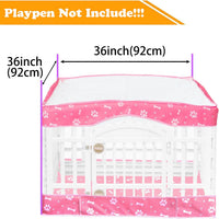 2 Pack Dog Playpen Cover and Bottom Pad Fits for 36 Inch 4 Panels Pet - Pink - image 2