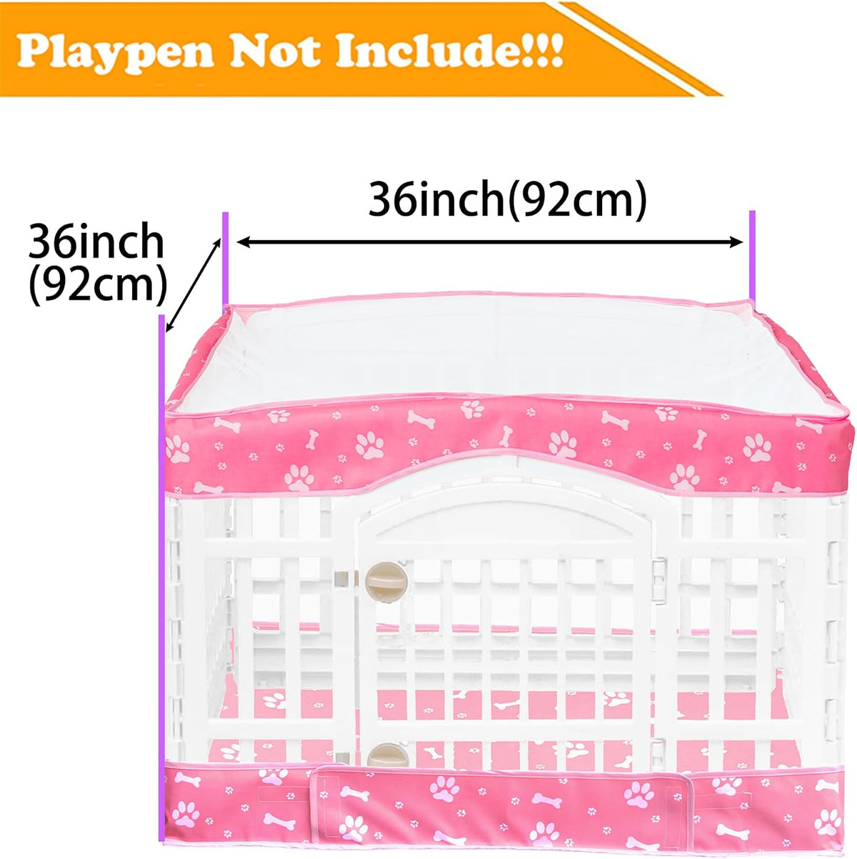2 Pack Dog Playpen Cover and Bottom Pad Fits for 36 Inch 4 Panels Pet - Pink - image 2