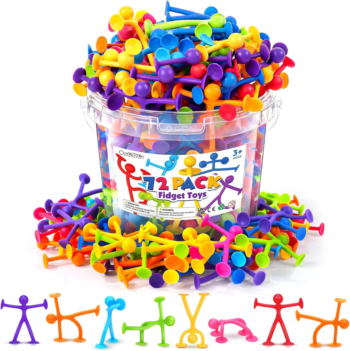 OleOletOy Suction Fidget Toys for Kids: 21 Pack Stretchy Sensory Toys – Fun for Kids & Family - 72 Pack