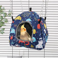 Wontee Bird Plush Hammock Parrot Hanging Snuggle Cave Happy Hut Tent - M / Blue Cat - image 4