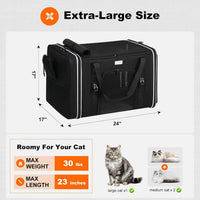 25x17x17 Extra Large Expandable car cat Carrier with a Litter Box – Essentials for Cats - 24.0"L x 17.0"W x 17.0"H / No litter box - image 2