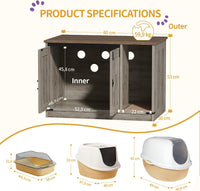 Hzuaneri Cat Litter Box Enclosure - 31.5"L x 19.7"W x 20.9"H / Light Ivory and Brown - image 3