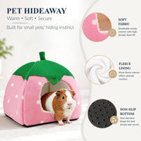 Guinea Pig Hideout Bed, Dwarf Rabbit House Cave – Daily Care for Small Pets - Pink - image 4