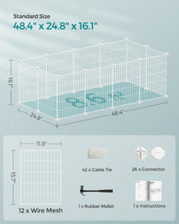 SONGMICS Pet Playpen, Small Animal Cage – Essentials for Small Pets - White / 48.4"L x 24.8"W x 16.1"H / 12 Panels - image 2