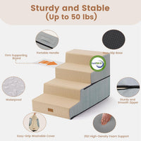 Gardner Pet Dog Stairs for Small Dogs 14" H - Beige / 4.0 / 18"x29.5"x18.5"Extra Wide - image 4