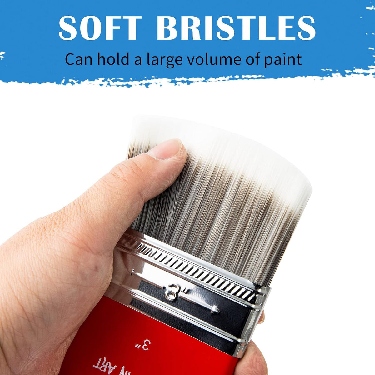 Falling in Art large 8 inch flat paddle paint brush with stainless steel ferrule - view 25