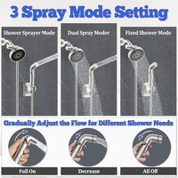Dog Shower Attachment Metal, YDmeet Pet Shower Attachment for Fast and Clean Pet Bathing and Dog Washing, Brass Shower diverter, Adjustable Pet Shower Sprayer, 8 ft Hose and Shower Holder, Brushed