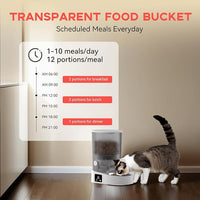 PAPIFEED Automatic Cat Feeder, 4L Auto Dog Cat Feeder with Rechargeable Battery & Dual-Band WiFi (2.4G & 5G), Automatic Pet Food Dispenser for Outdoor Travel Home - Ceramic Bowl Included