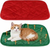 2 Pack Self Warming Cat Bed Thermal Pet Mat - 16 x 20 inches / Red, Green