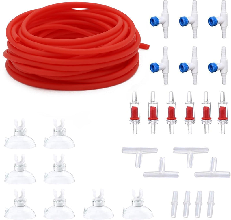 25ft Air Hose 3/16inch for Aquarium with Connector Accessories - 50 ft. / Red