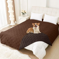 Waterproof Dog Bed Blanket - Brown+chocolate / Plaid / 82x102 Inch
