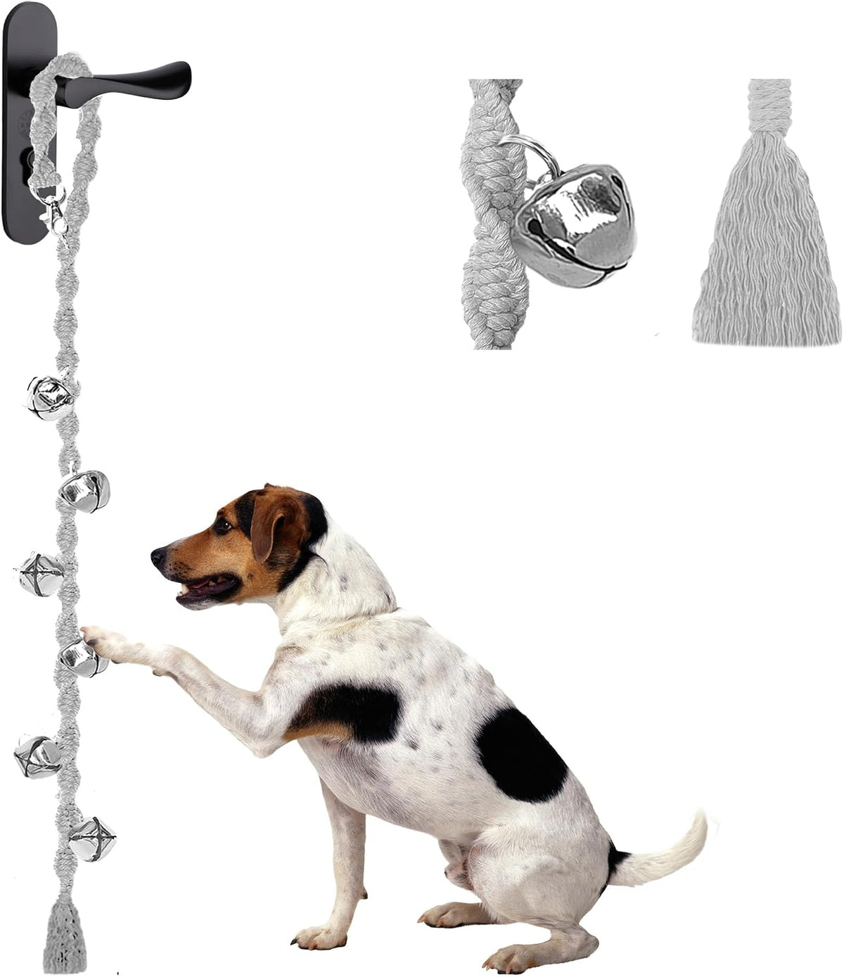 Dog Bells to Go Outside, Potty Training Bell, Handmade - LightGrey / Twisted Style