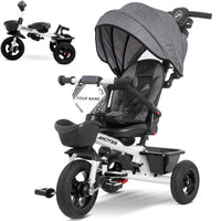 RIDYEE 7-in-1 toddler tricycle with push handle, canopy and rubber tires - view 3