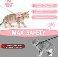 Tensho Pink Bow Cat Harness and Leash Set, Escape Proof - Pink Bow / M - image 3