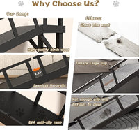 73" Dog Ramp for Bed, Pet Ramp with Removable Side Rail and Non-Slip Surface, Pet Ramp for Small & Large & Senior Dogs with Rest Platform and DIY Glow Strips,Dog Stairs for Couch, Black