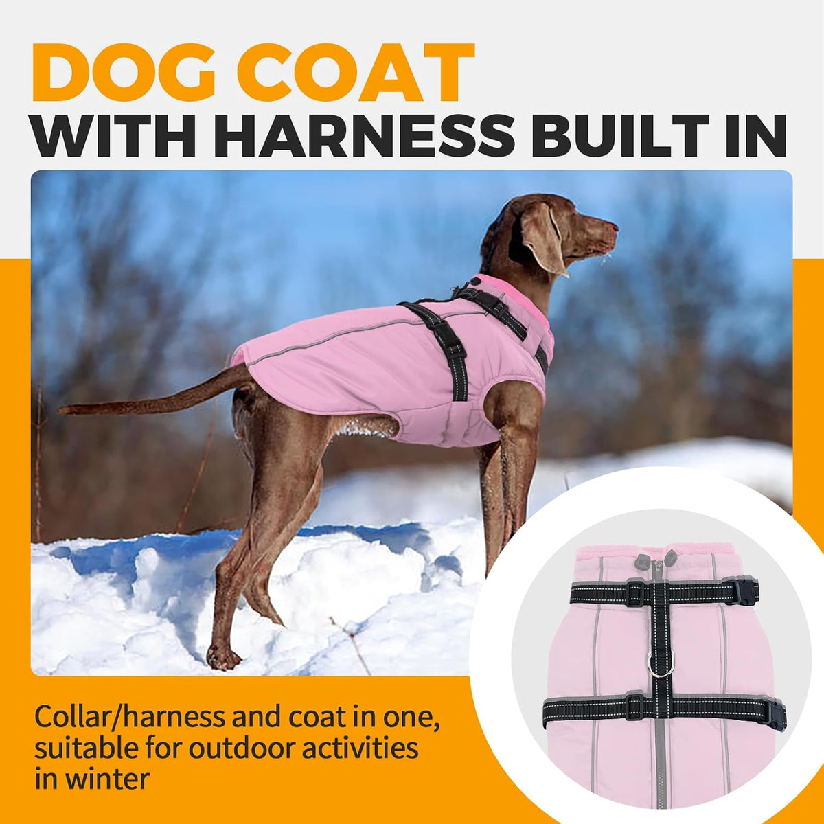 Dog Coat for Large Dogs Waterproof Dog Jacket with Harness Built in – Essentials for Dogs - X-Small / Pink - image 2