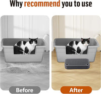 Cat Litter Box Ramp Mat with Filter Function, Cat Step Pedal Stool for Self-Cleaning Litter Box, Easy to Clean, Ideal for Kitten & Elderly Cats (Dark Grey)