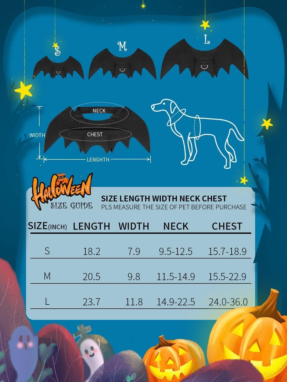 Halloween Dog Bat Wings Costume - Small - image 4