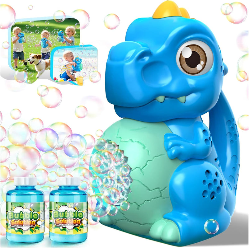 Dinosaur Bubble Blower Toy for Kids: T-Rex Design 15000+ Bubbles/Min – Fun for Kids & Family - Blue-yellow