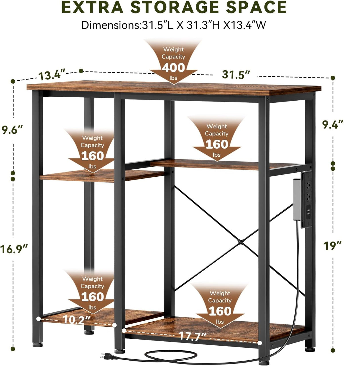 5-10 Gallon Fish Tank Stand with Storage Shelves - Rustic Brown / 40 Gallon-3 Tier - image 2